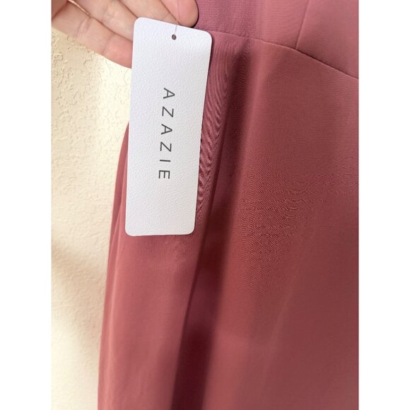 Azazie Aubree Formal Chiffon Maxi Dress Womens Size 6 Mauve Pink Bridesmaid - Picture 4 of 10